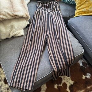 RVCA Black and Tan Striped Jumpsuit
